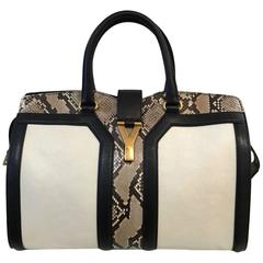 Saint Laurent Large Cabas Satchel White Python