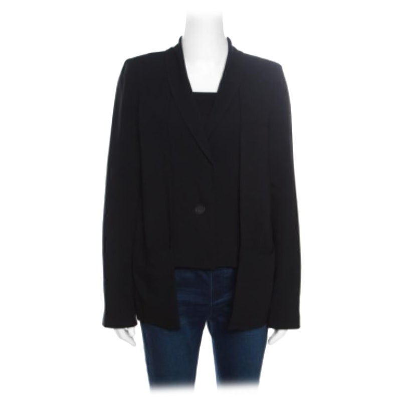 10 Crosby Derek Lam Blazer a strati in finto crepe nero con dettaglio gilet S in vendita