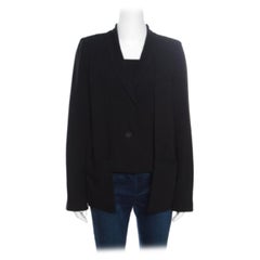10 Crosby Derek Lam Black Crepe Faux Vest Detail Layered Blazer S