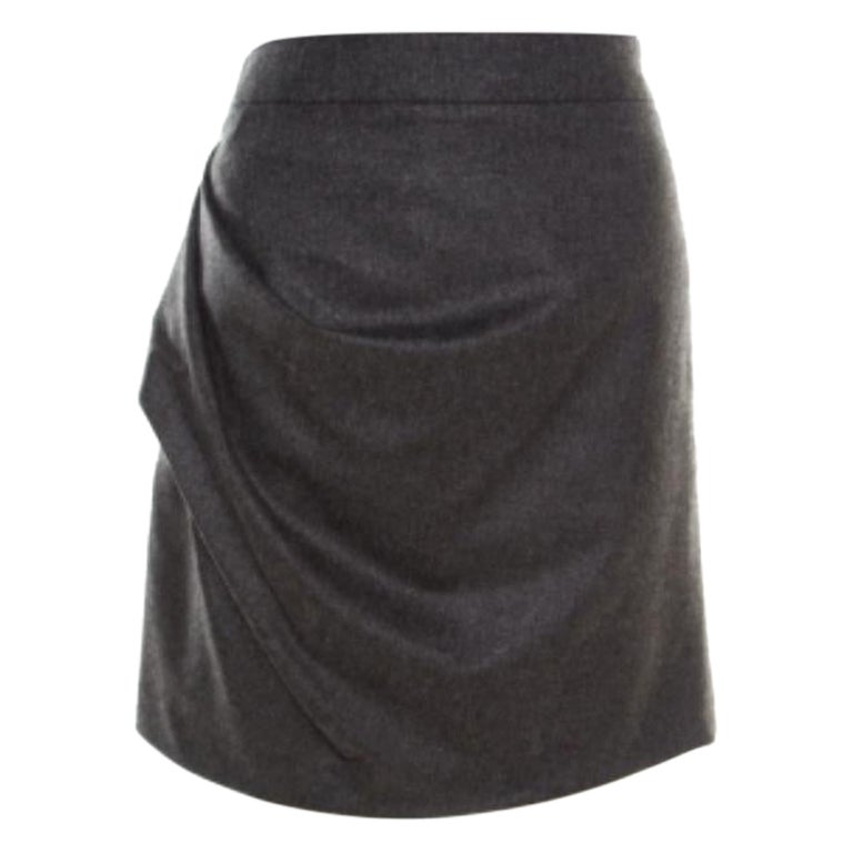 Emporio Armani Grauer drapierter Minirock aus Strick M im Angebot