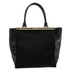 MICHAEL Michael Kors Black Calf Hair and Croc Embossed Leather Large Lana Tote