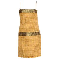 Chanel Gold Metallic Fantasy Tweed Fringe Dress with Crystals 12