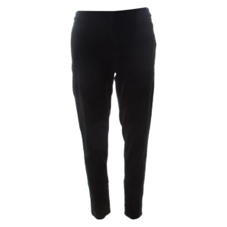 Pantaloni Miu Miu in velluto nero elasticizzato con dettaglio zip alla caviglia L.L.A. in vendita
