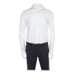 Hugo by Hugo Boss White Herringbone Long Sleeve Regular Fit Shirt S