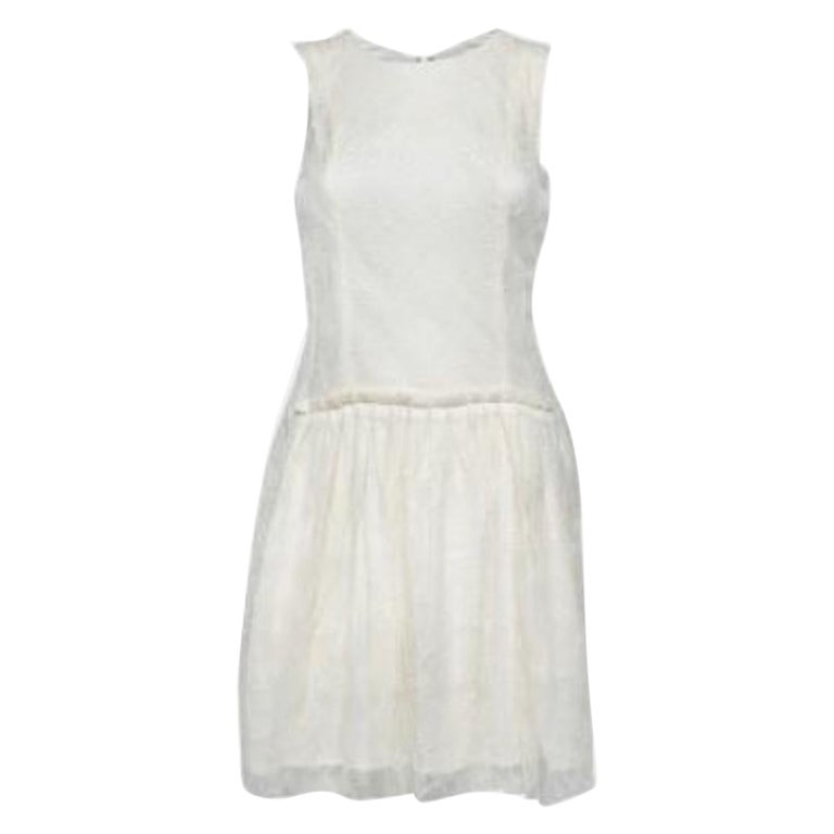 Theyskens Theory White Lace Sleeveless Dinal Dress M im Angebot