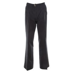 Boss Hugo Boss Black Pinstriped Cotton Wide Leg Belted Trousers S