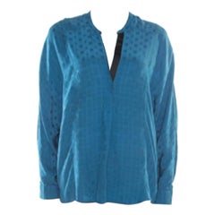 Zadig & Voltaire Prusse Blue Jacquard Motif Silk Tine Jac Blouse S