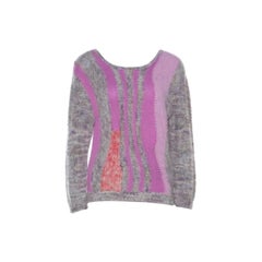 Marc by Marc Jacobs Grey & Purple Cotton Blend Hand Knit Sweater M