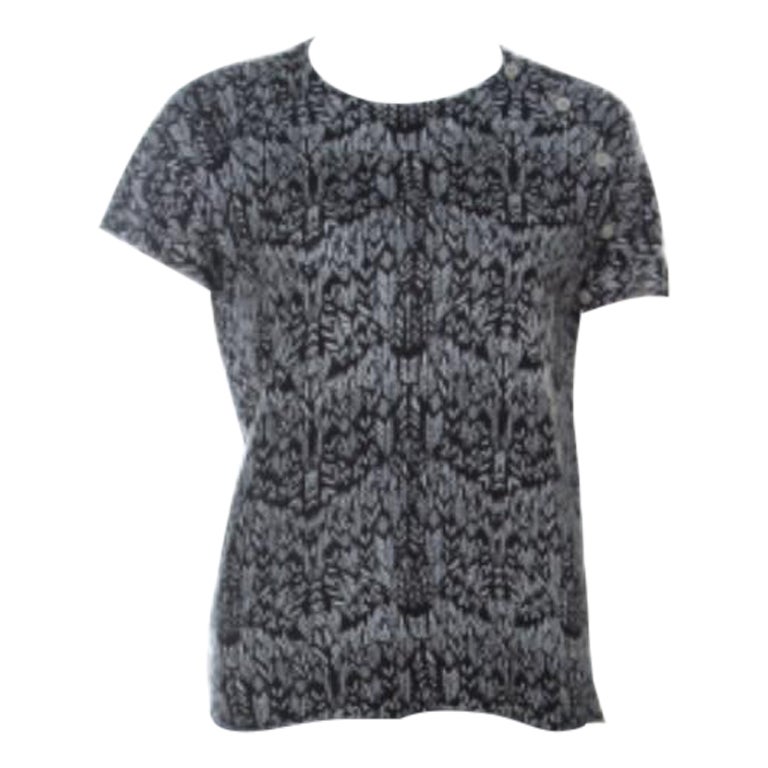 Zadig & Voltaire Top à demi-manches en soie et cachemire imprimé gris et noir M en vente