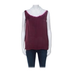 Miu Miu Burgundy White Ombre Coated Satin Sleeveless Top M