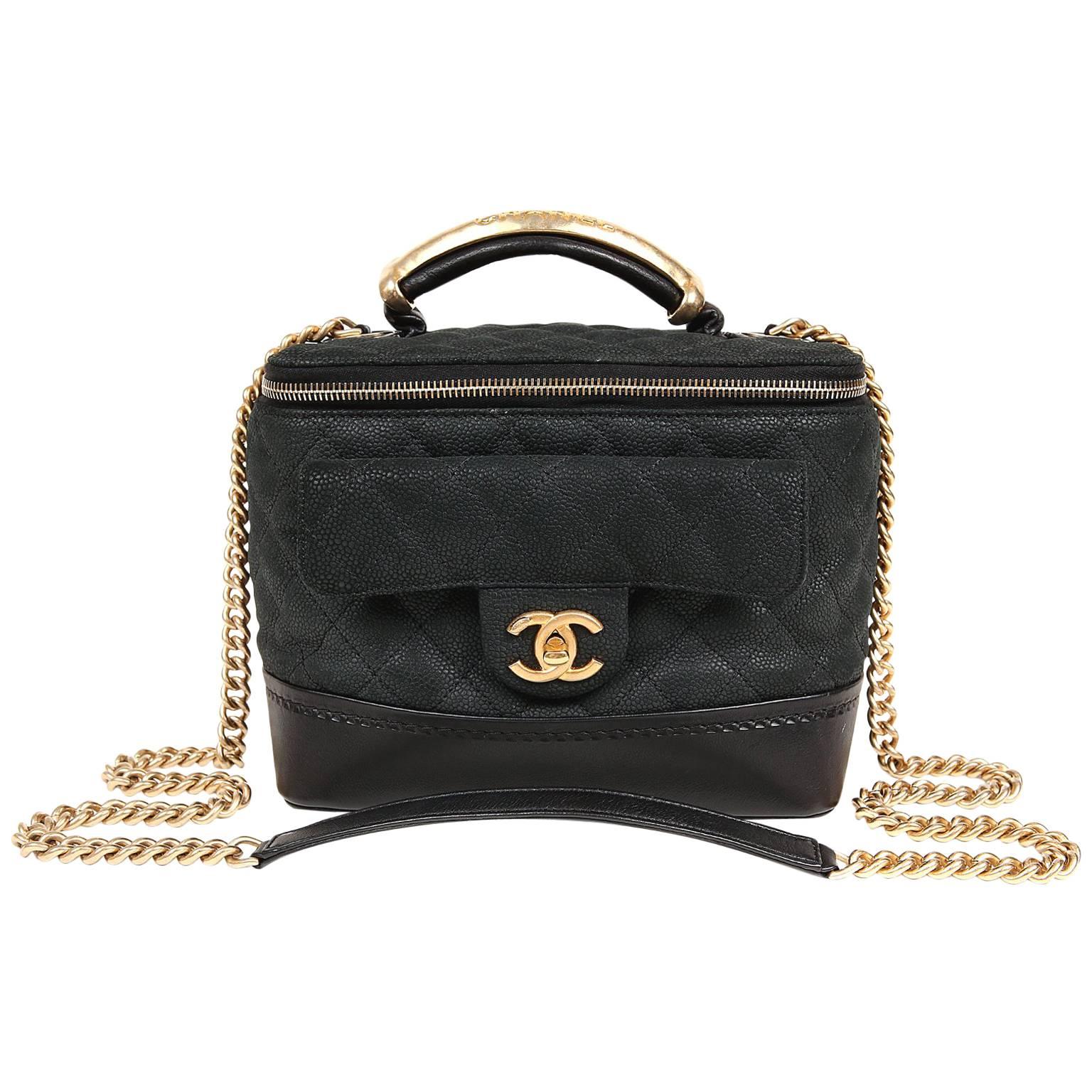Chanel Black Leather Globetrotter Bag For Sale