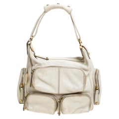 Tod's Cream Leather Zipped Pockets Satchel