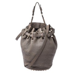 Alexander Wang Taupe Textured Leather Diego Bucket Bag