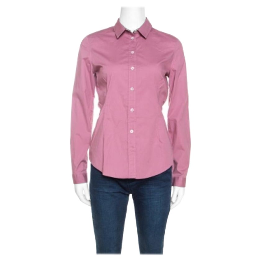 Burberry Brit Pink Stretch Cotton Button Front Shirt S en venta