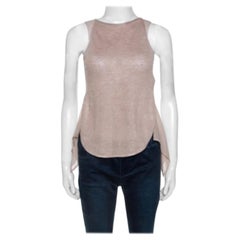 Emporio Armani Dusky Pink Silk Insert Crochet Knit Top XS
