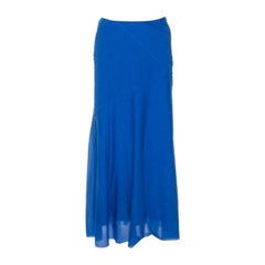 Ralph Lauren Blue Cotton Pintuck Detail Maxi Skirt S