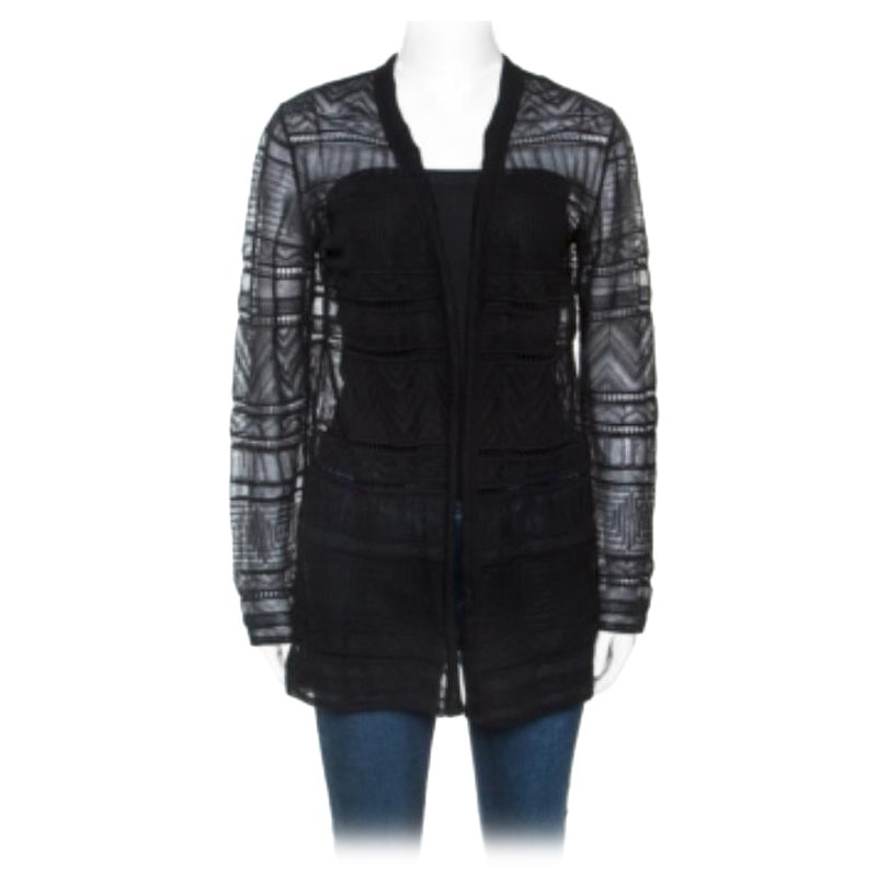 M Missoni Schwarze langärmlige Strickjacke mit langen Ärmeln M im Angebot