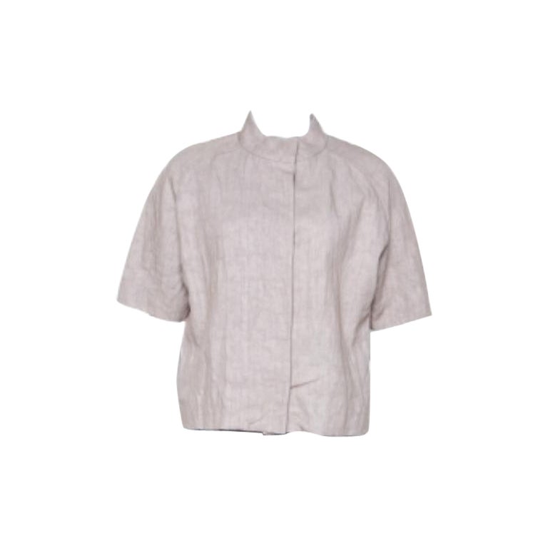 Marni Top de manga corta con botones de presión de lino beige S en venta