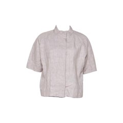 Marni Beige Linen Press Button Short Sleeve Top S