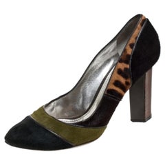 Dolce & Gabbana Multicolor/Leopard Print Pony Hair Block Heel Pumps Size 41