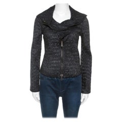 Emporio Armani Black Wrinkled Zip Front Jacket S