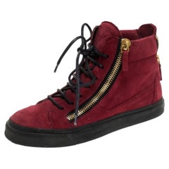 Giuseppe Zanotti Red Suede Mid Top Sneakers Size 36