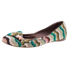 Missoni Multicolor Knitted Fabric Bow Ballet Flats Size 37
