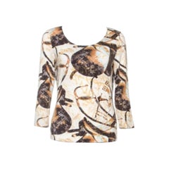 Escada Beige Jersey Saddle Print Long Sleeves Top M