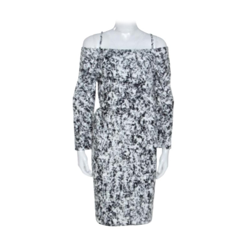 Jil Sander Monochromes schulterfreies Baumwoll-Risikokleid L im Angebot