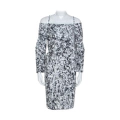 Jil Sander Monochrome Cotton Off Soulder Risiko Dress L