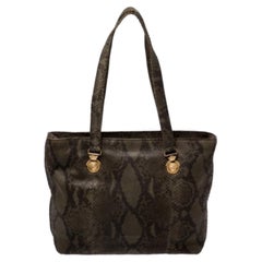 Used Versace Green Python Leather Tote