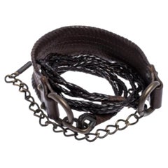 Dolce & Gabbana Dark Brown Braided Leather Chain Belt 80CM