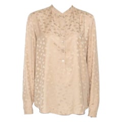 Stella McCartney Beige Jacquard Button Front Mandarin Collar Shirt S