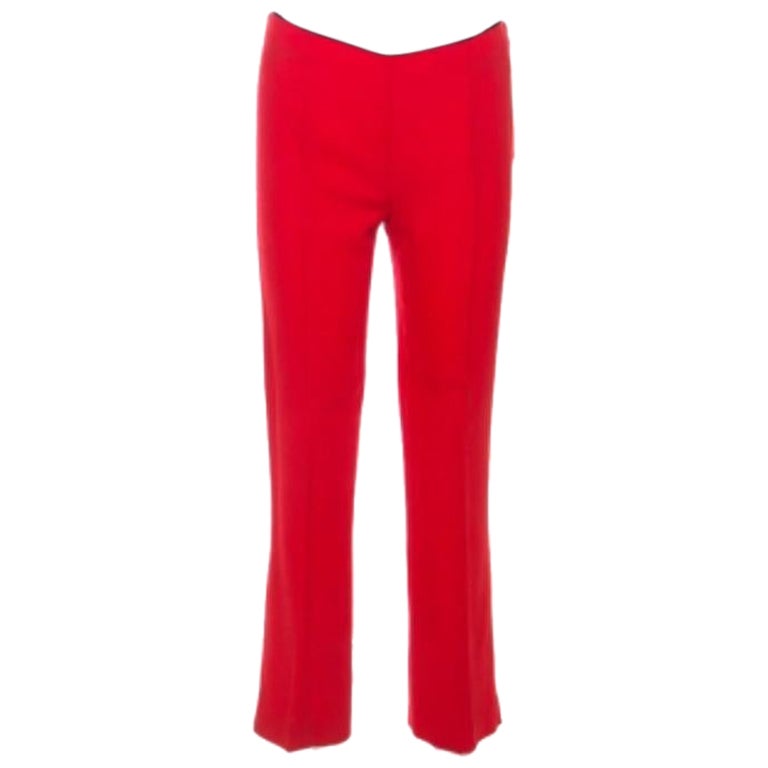 Valentino Red Wool Crepe Tailored Trousers M en venta