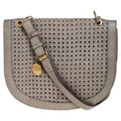 Stella McCartney Grey Woven Leather Alexa Flap Shoulder Bag