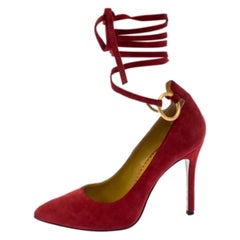 Charlotte Olympia Red Suede Sabine Wrap Pumps Size 36