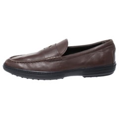Tod's Brown Leather Slip On Penny Loafers Size 44