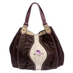 Etro Brown Paisley Printed Coated Canvas Hobo
