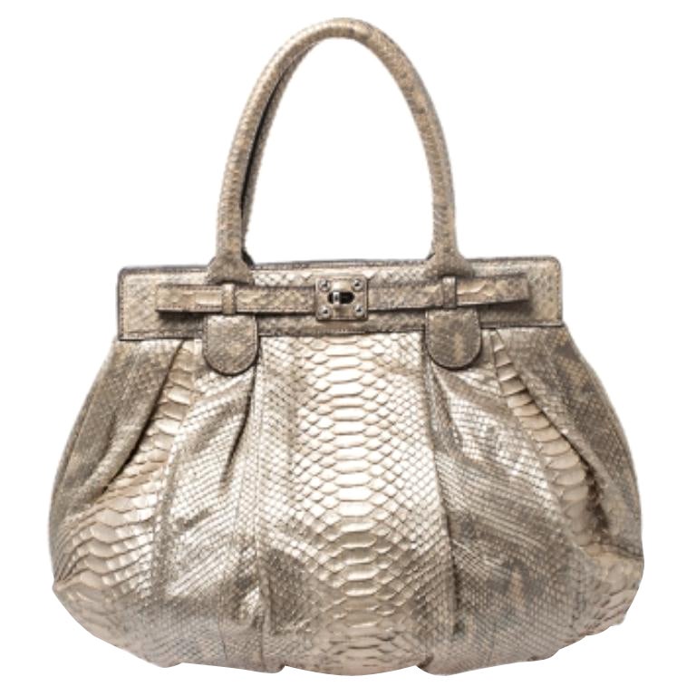 Zagliani Python Puffy Hobo or métallisé en vente