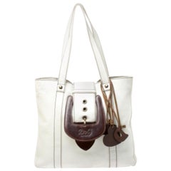 Dolce & Gabbana White/Buckle Leather Buckle Tote