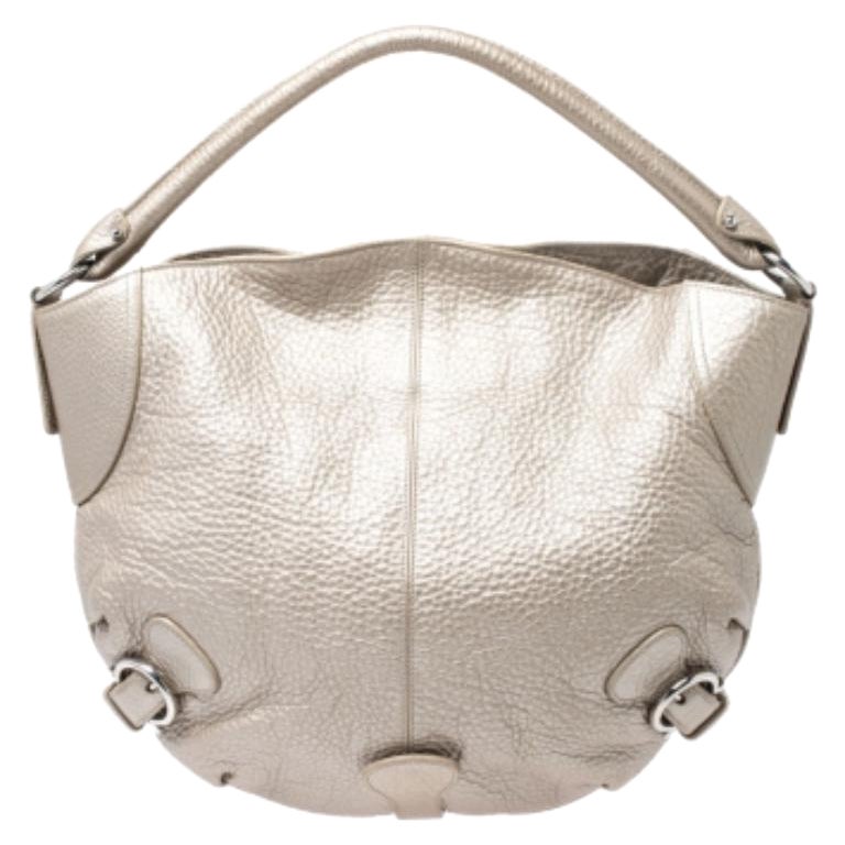 Salvatore Ferragamo Metallic Gold Leather Hobo en venta