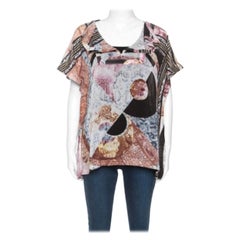 Just Cavalli Multicolor Printed Silk Top M