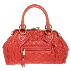 Marc Jacobs Orange Snake Skin Embossed Leather Stam Satchel