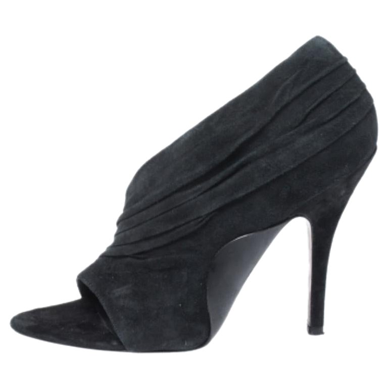 Alexander Wang Black Ruched Suede Maja Open Toe Sandals Size 39 in vendita