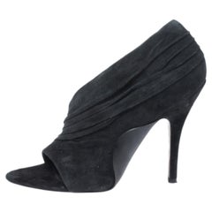 Alexander Wang Black Ruched Suede Maja Open Toe Sandals Size 39