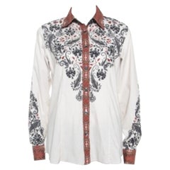 Etro Beige Printed Stretch Cotton Button Front Shirt L
