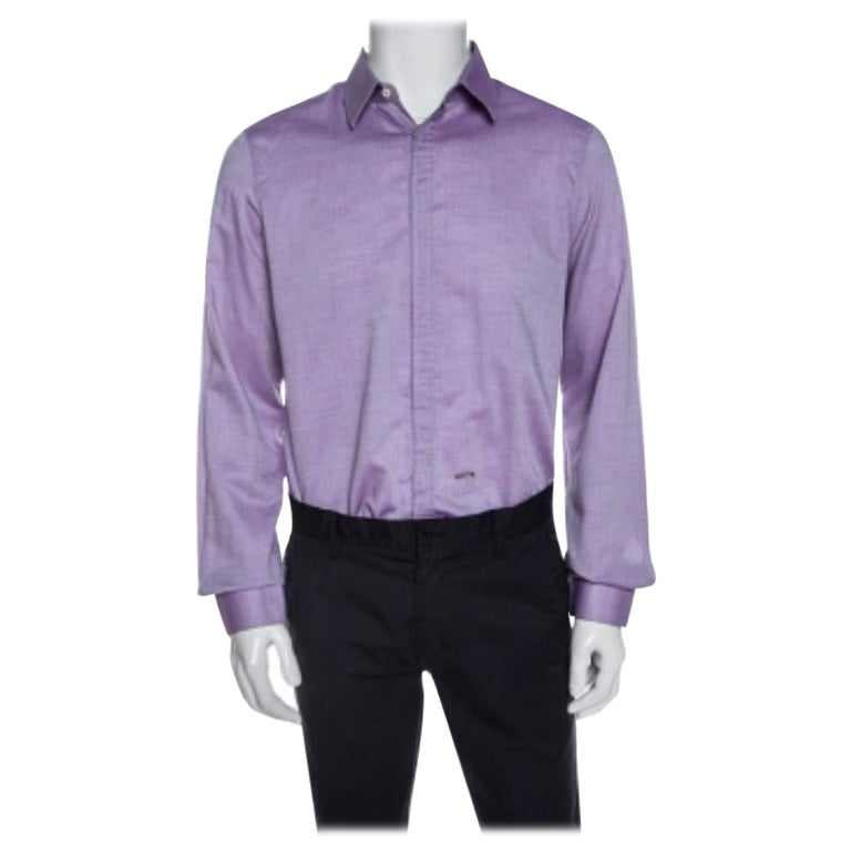 Dsquared2 Purple Chambray Cotton Button Front Shirt XL im Angebot