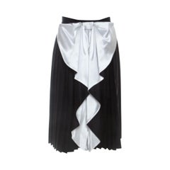 Givenchy Black Wool Contrast Bow Detail Pleated Skirt S
