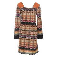 M Missoni Multicolor Chevron Knit Wool Blend Dress L