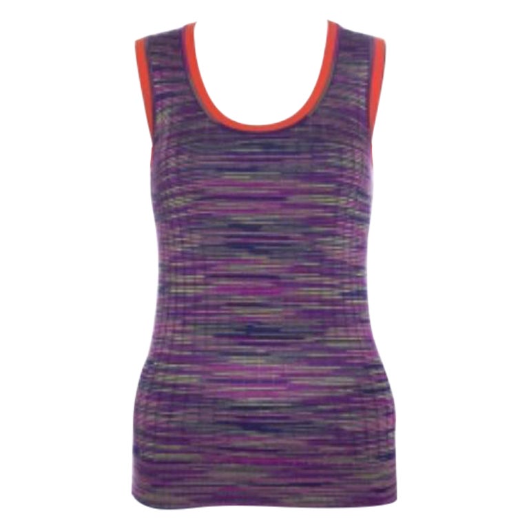 M Missoni Mehrfarbiges ärmelloses Strick-Tanktop mit Kontrastbesatz und Kontrastbesatz M im Angebot